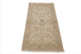 LoomBloom 3'x5' Hand Knotted Beige Wool Afghan Transitional Oushak Design Oriental Area Rug